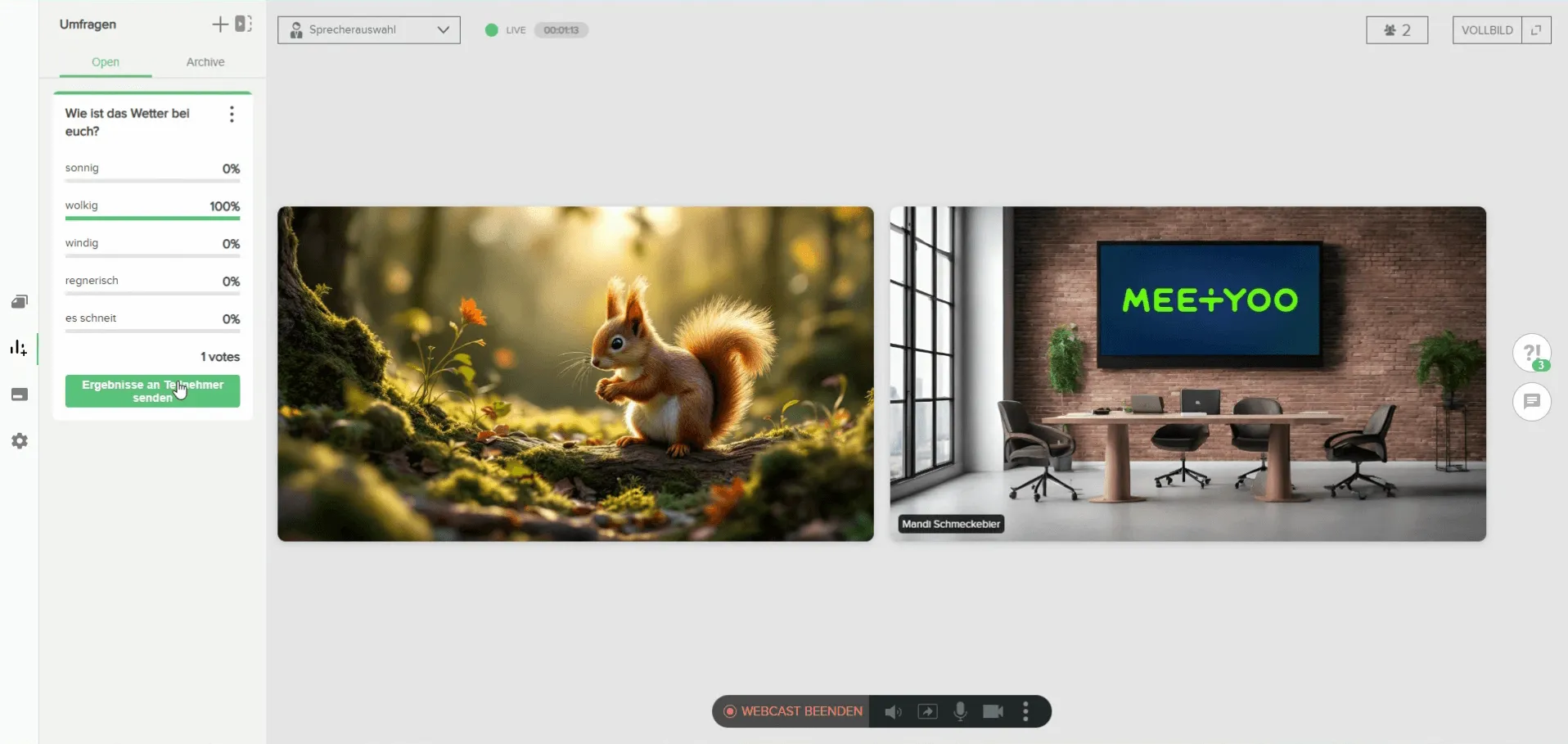 Ergebnisse an Teilnehmer senden
