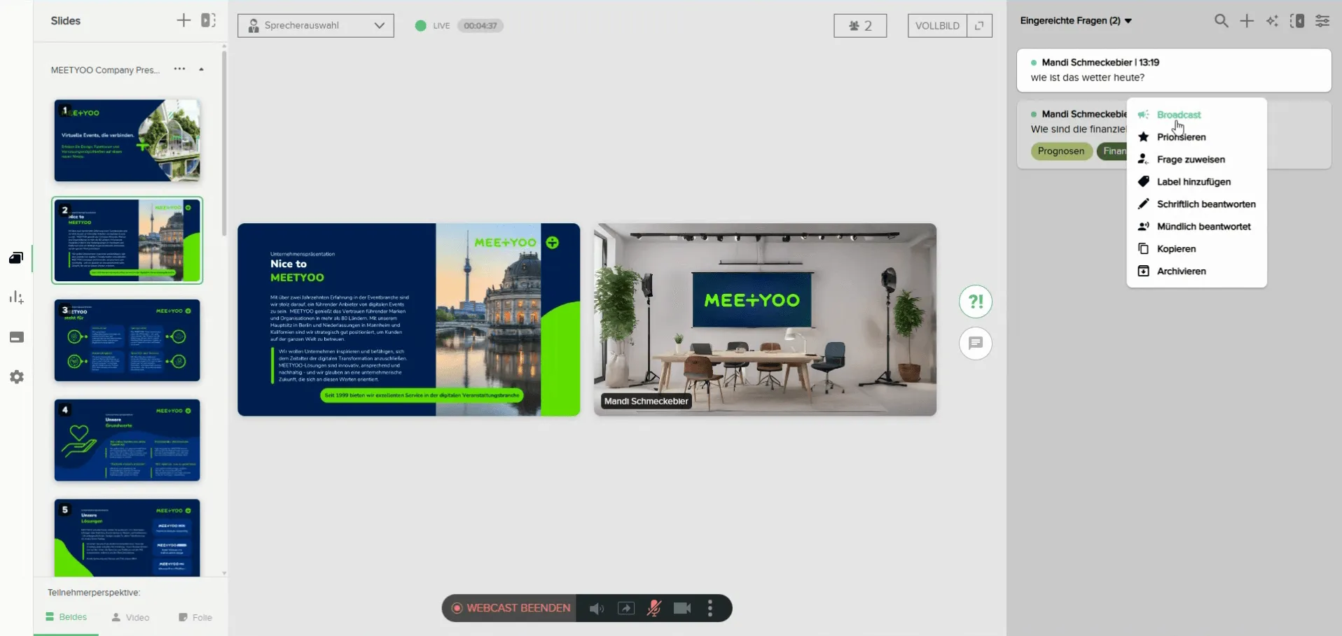 Questions Area with Options