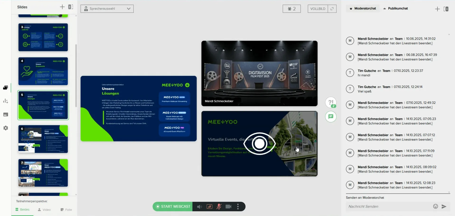 Webcast Presenter View activate and share screen to audience