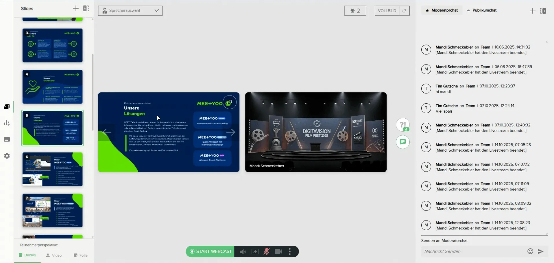 Webcast Prhesenter view with views set to both