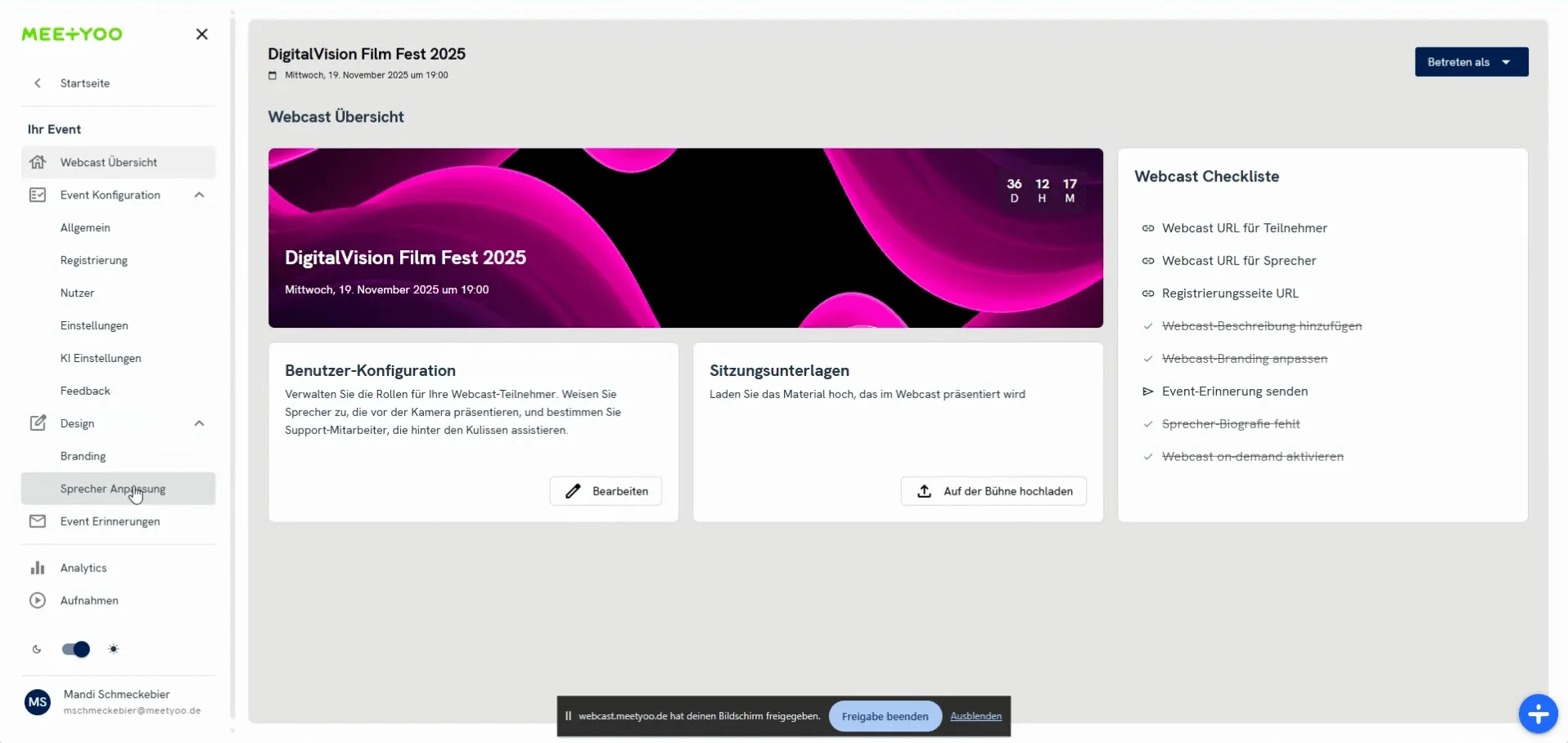 Screenshot of navigation to speaker customization in the design configuration.