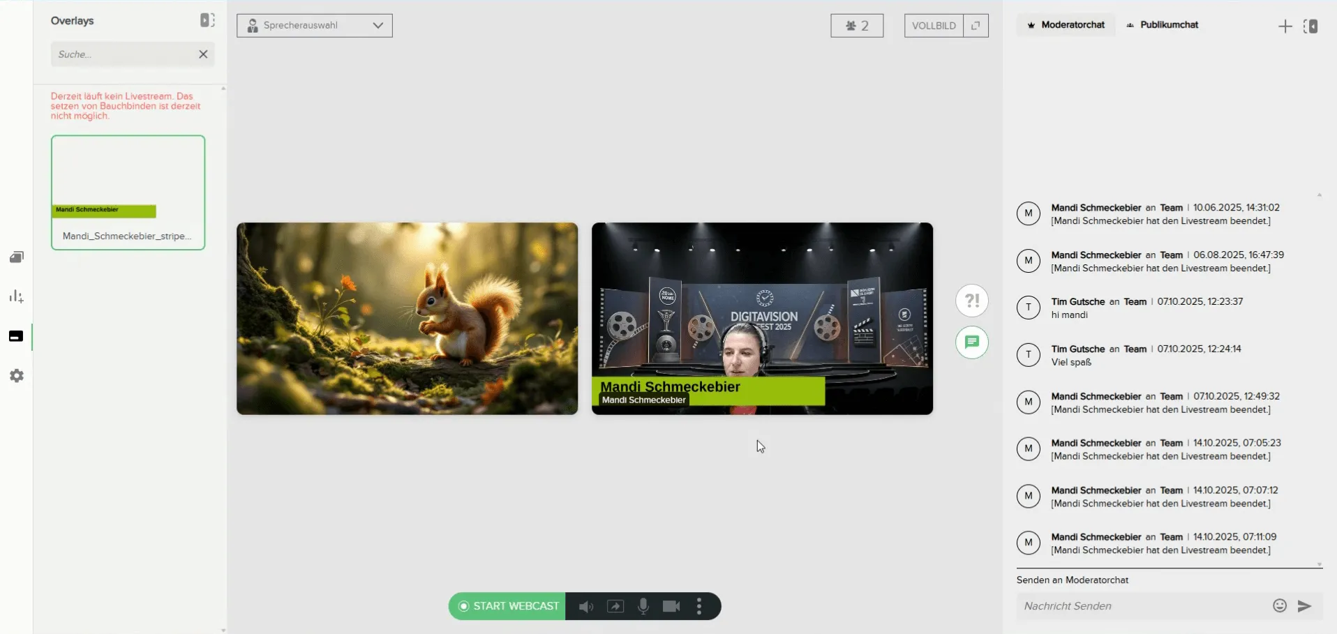 Screenshot of live view with active overlay and background.